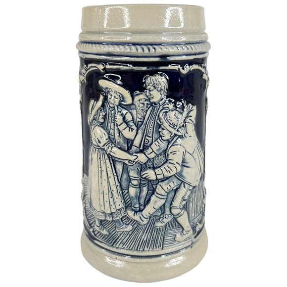 Vintage Alt Grenzau Beer Stein Pottery Cobalt Blue Salt Glaze Made West Germany - Picture 8 of 12